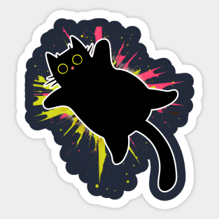 Funky Red Yellow Paint Explosion by Black Cat Sticker